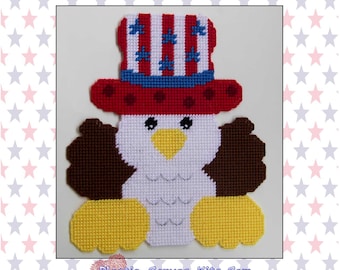 Plastic Canvas Patriotic Eagle and Uncle Sam MagnetsEagle MagnetUncle Sam Magnet4th of July MagnetsSet of 2 Magnets