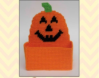 Halloween Jack-O-Lantern/Pumpkin Treat Holder-Plastic Canvas Pattern-PDF Download