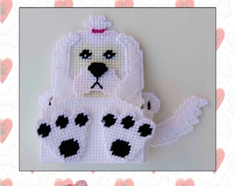 Maltese Dog Treat Holder-Plastic Canvas Pattern-PDF Download