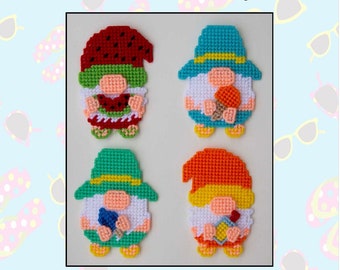 Summertime Gnome Magnets-Plastic Canvas Pattern-PDF Download