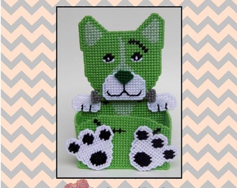 Halloween Frankenstein Cat Wall Hanging-Plastic Canvas Pattern-PDF Download