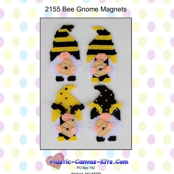 Bee Gnome Magnets-Plastic Canvas Pattern-PDF Download
