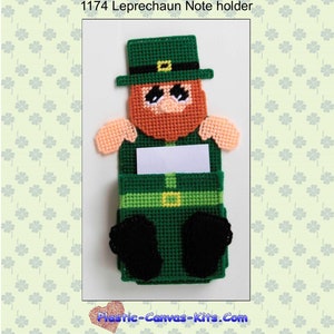 St. Patrick&#39;s Day Leprechaun Note Holder-Plastic Canvas Pattern-PDF Download