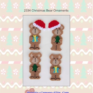 Christmas Bear Ornaments-Plastic Canvas Pattern-PDF Download