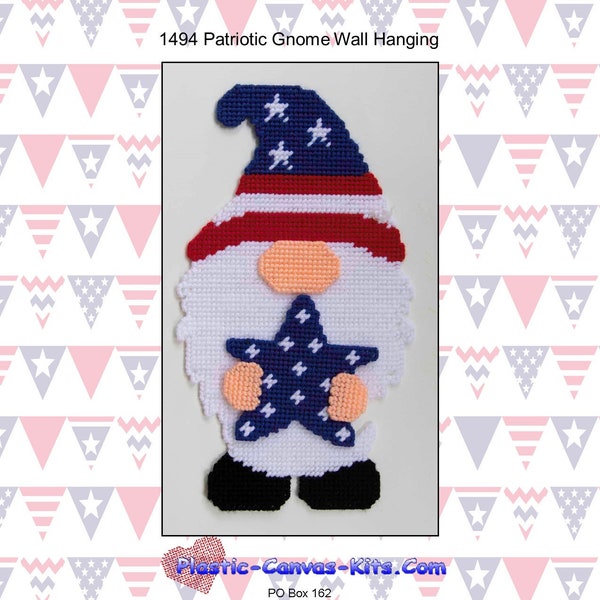 Patriotic Gnome Wall Hanging-Plastic Canvas Pattern-PDF Download