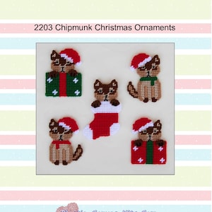Chipmunk Christmas Ornaments-Plastic Canvas Pattern-PDF Download