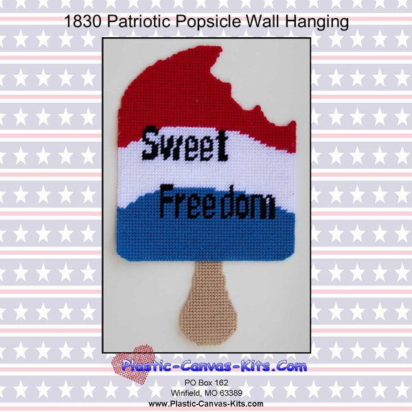Patriotic Popsicle Wall Hanging-Plastic Canvas Pattern-PDF Download