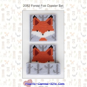 Forest Fox Coaster Set-Plastic Canvas Pattern-PDF Download
