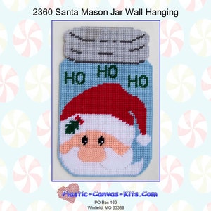 Santa Mason Jar Wall Hanging-Plastic Canvas Pattern-PDF Download