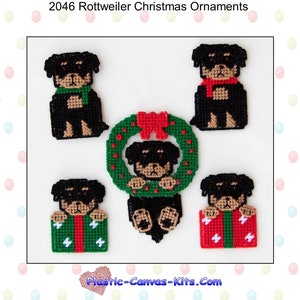 Rottweiler Christmas Ornaments-Plastic Canvas Pattern-PDF Download