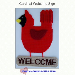 Cardinal Welcome Sign-Bird-Plastic Canvas Pattern-PDF Download