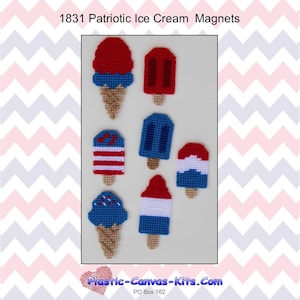 Patriotic Ice Cream Magnets-Plastic Canvas Pattern-PDF Download