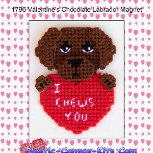 Valentine's Day Chocolate Labrador Retriever Magnet-Plastic Canvas Pattern-PDF Download