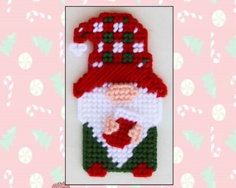 Christmas Plaid Gnome Ornament-Plastic Canvas Pattern-PDF Download