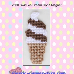 Swirl Ice Cream Cone Magnet-Plastic Canvas Pattern-PDF Download