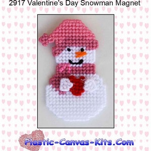 Imán de muñeco de nieve del Día de San Valentín-Patrón de lienzo de plástico-Descarga PDF