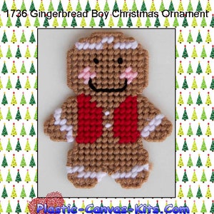 Gingerbread Boy Christmas Ornament-Plastic Canvas Pattern-PDF Download