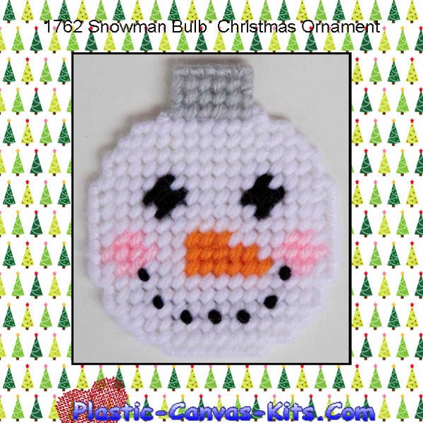 Snowman Bulb Christmas Ornament-Plastic Canvas Pattern-PDF Download