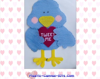 /"Tweet Me/" Bird-Valentine/'s Day-Wall Hanging Plastic Canvas Pattern or Kit
