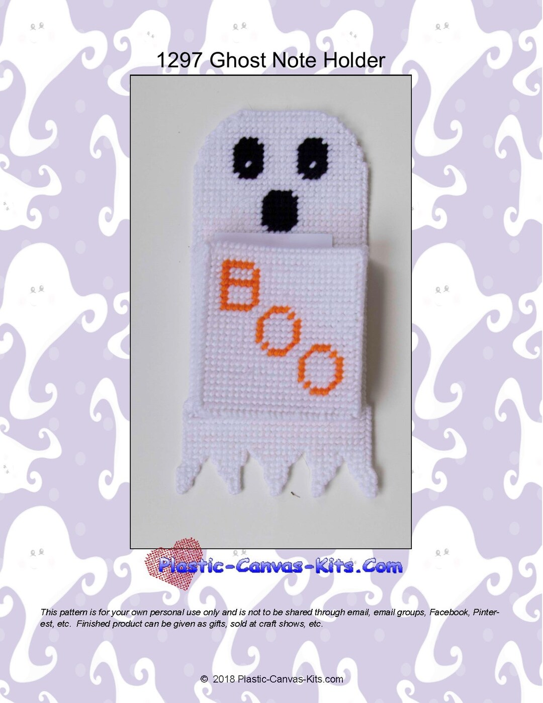 Halloween Magnetic Ghost Note Holder-plastic Canvas Pattern-pdf ...