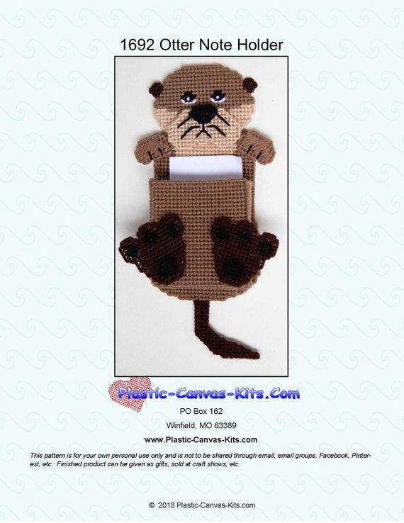 Otter Note Holder-Plastic Canvas Pattern-PDF Download