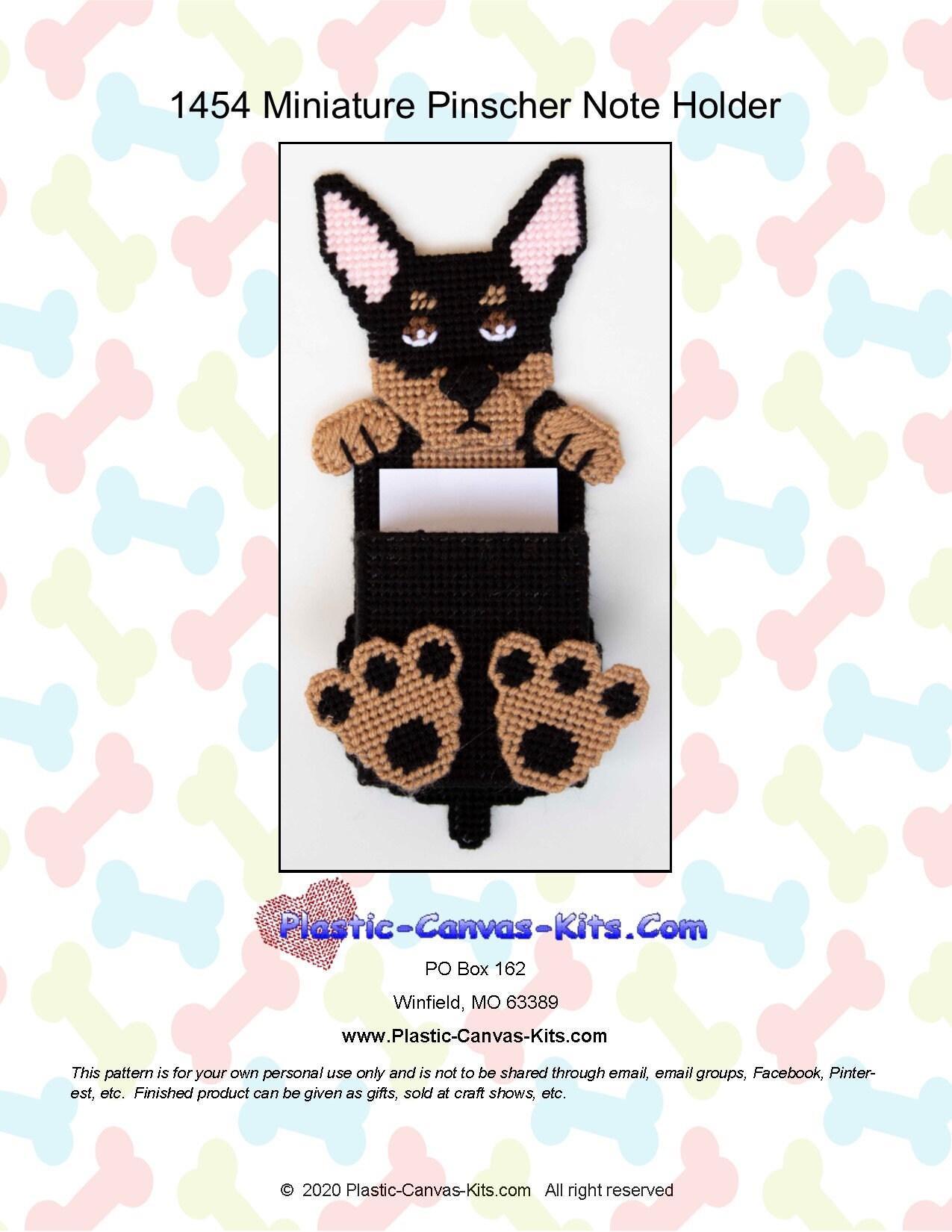 Note Pincher Miniauture Pinscher Dog Note Holder-plastic Canvas Pattern-pdf Download ...