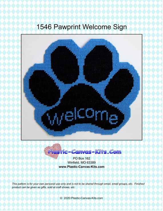 Pawprint Welcome Sign-dog Cat-plastic Canvas Pattern-pdf Download