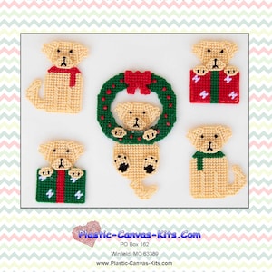 Golden Retriever Christmas Ornaments-Plastic Canvas Pattern-PDF Download