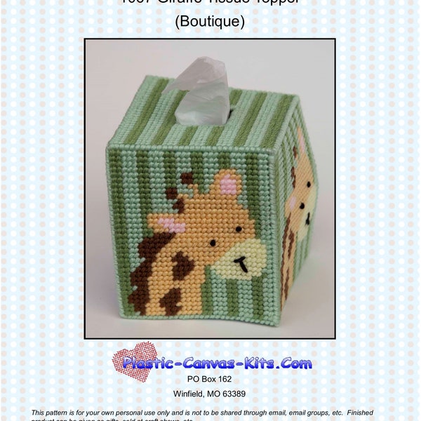 Giraffe Tissue Topper-Plastic Canvas Pattern-PDF Download