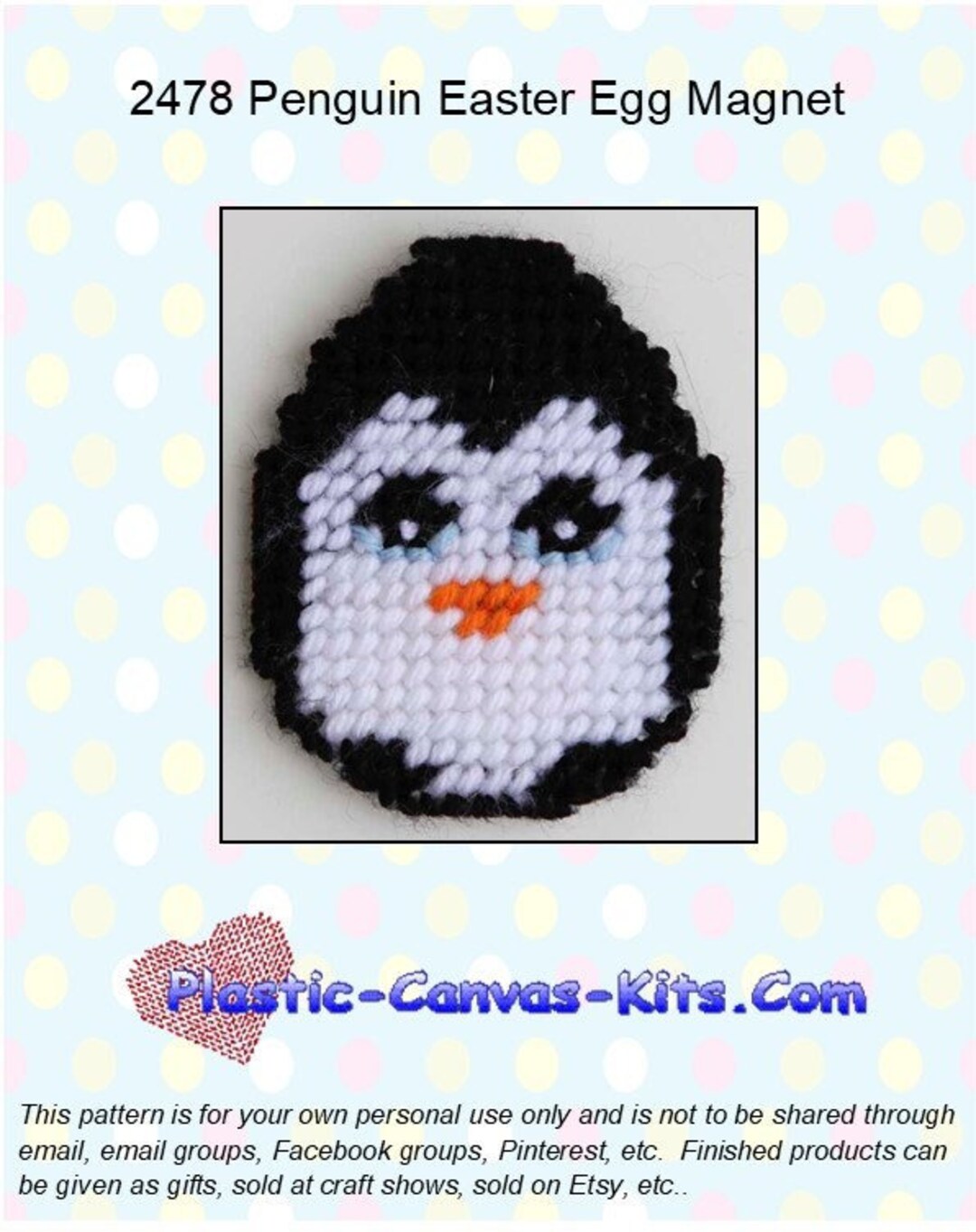 Penguin Easter Egg Magnet-plastic Canvas Pattern-pdf Download - Etsy