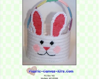 White Easter Bunny Basket-Plastic Canvas Pattern-PDF Download