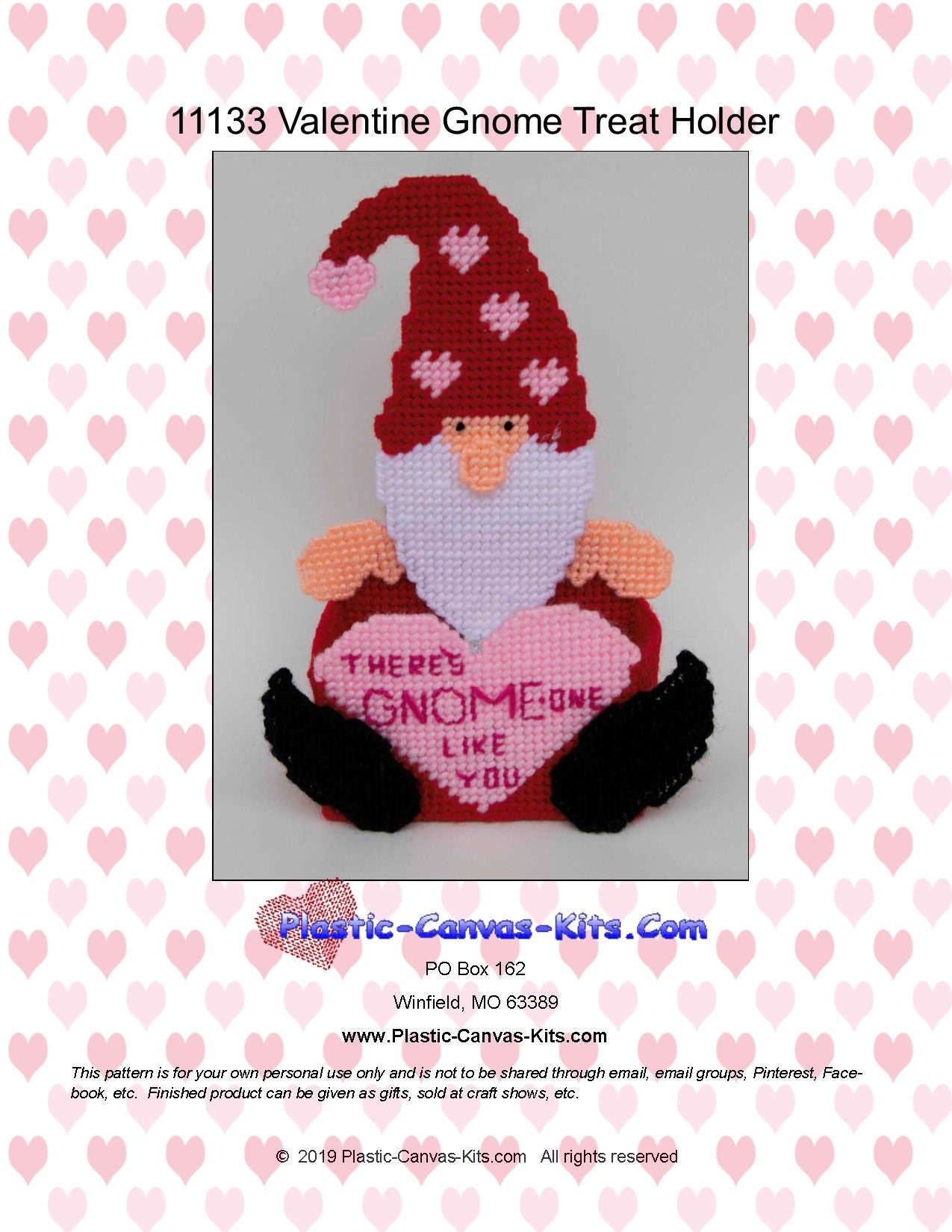 Valentine's Day Gnome Treat Holder-plastic Canvas Pattern-pdf Download ...
