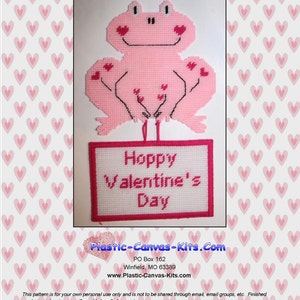 Hoppy Valentine&#39;s Day Frog Wall Hanging-Plastic Canvas Pattern-PDF Download