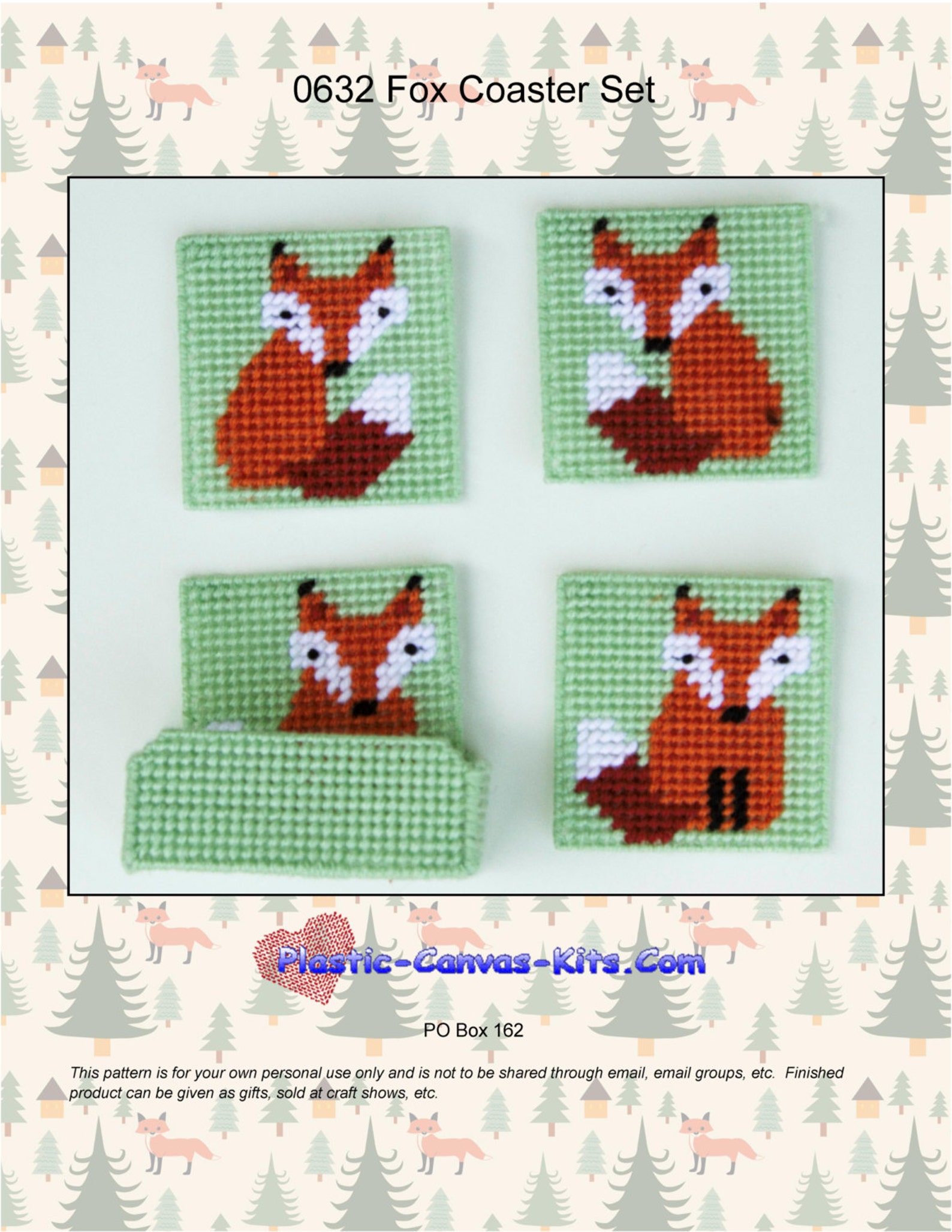 Fox Coaster Set-plastic Canvas Pattern-pdf Download - Etsy