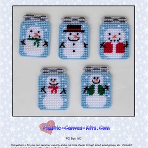 Snowman Mason Jar Christmas Ornaments-Plastic Canvas Pattern-PDF Download