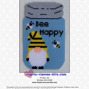 Bee Happy Gnome Wall Hanging-Plastic Canvas Pattern-PDF Download