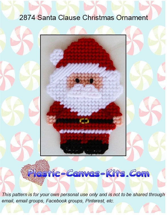 Santa Claus Christmas Ornament-plastic Canvas Pattern-pdf Download - Etsy