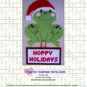 Hoppy Holidays Christmas Frog Wall Hanging-Plastic Canvas Pattern-PDF Download