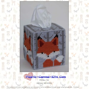 Forest Fox Tissue Topper-Plastic Canvas Pattern-PDF Download