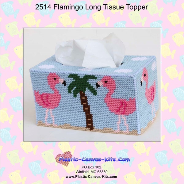 Flamingo Long Tissue Topper-Plastic Canvas Pattern-PDF Download