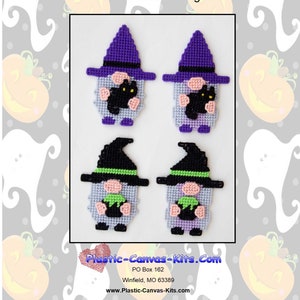 Halloween Witch Gnome Magnets-Plastic Canvas Pattern-PDF Download