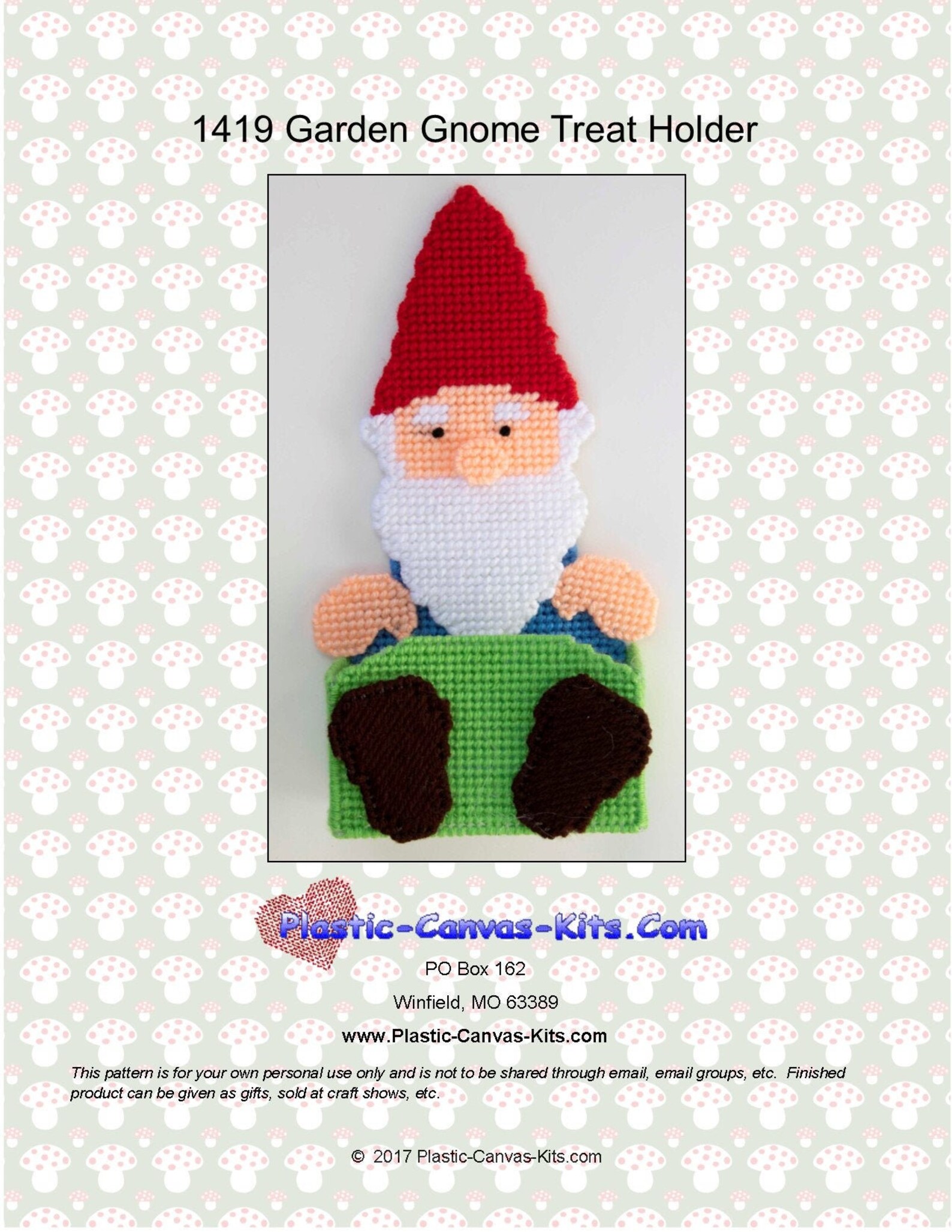 Garden Gnome Treat HolderPlastic Canvas PatternPDF Download Etsy France