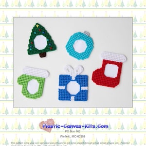 Simple Christmas Frame Ornaments-Plastic Canvas Pattern-PDF Download