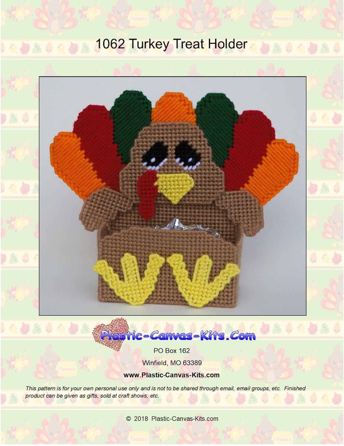 Thanksgiving Turkey Treat HolderPlastic Canvas PatternPDF Etsy