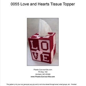Love Tissue Topper-Plastic Canvas Pattern-PDF Digital File-Valentine&#39;s Day