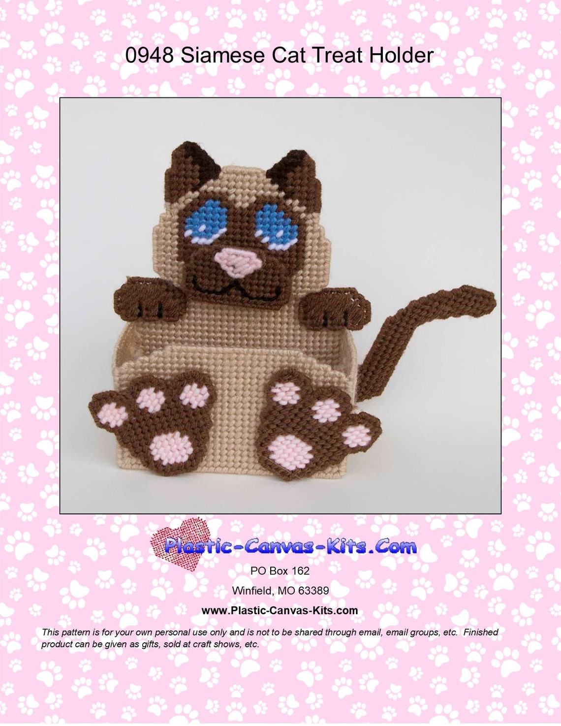 Siamese Cat Treat Holderplastic Canvas Patternpdf Download Etsy