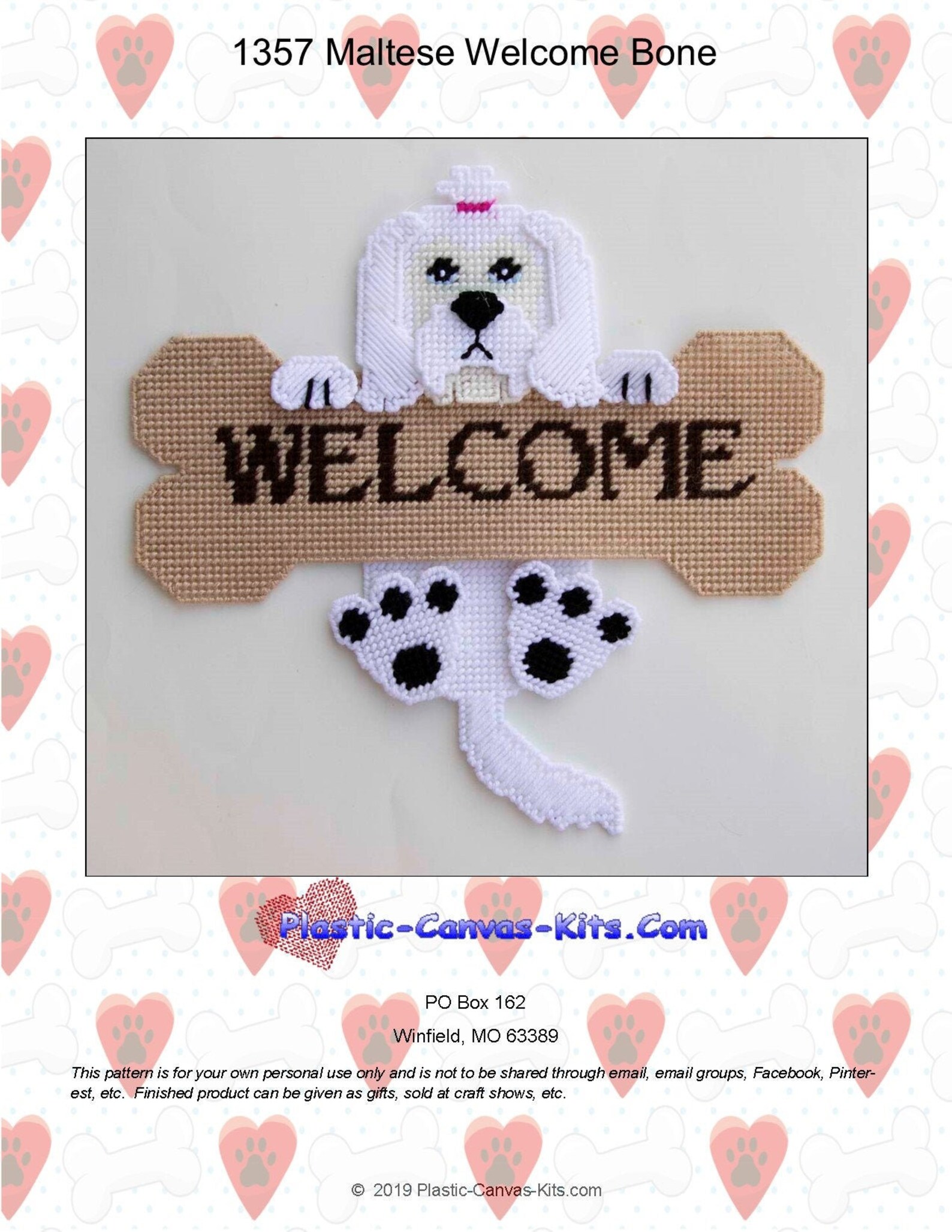 Maltese Dog Boneplastic Canvas Patternpdf Download Etsy UK