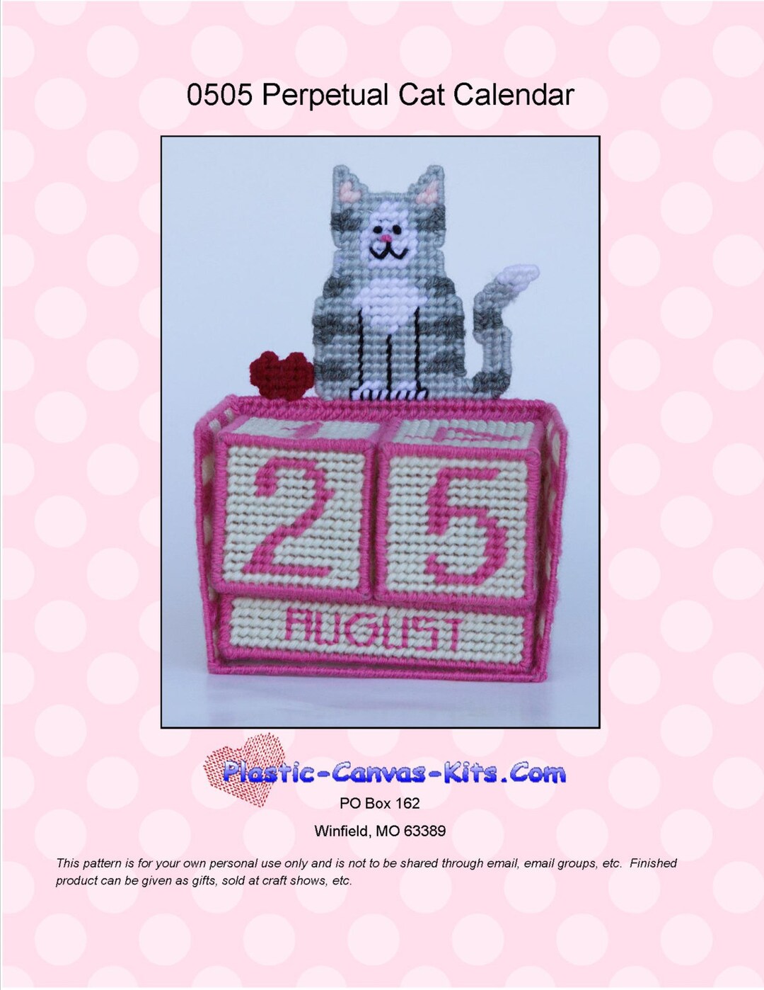 Perpetual Cat Calendarplastic Canvas Patternpdf Download Etsy