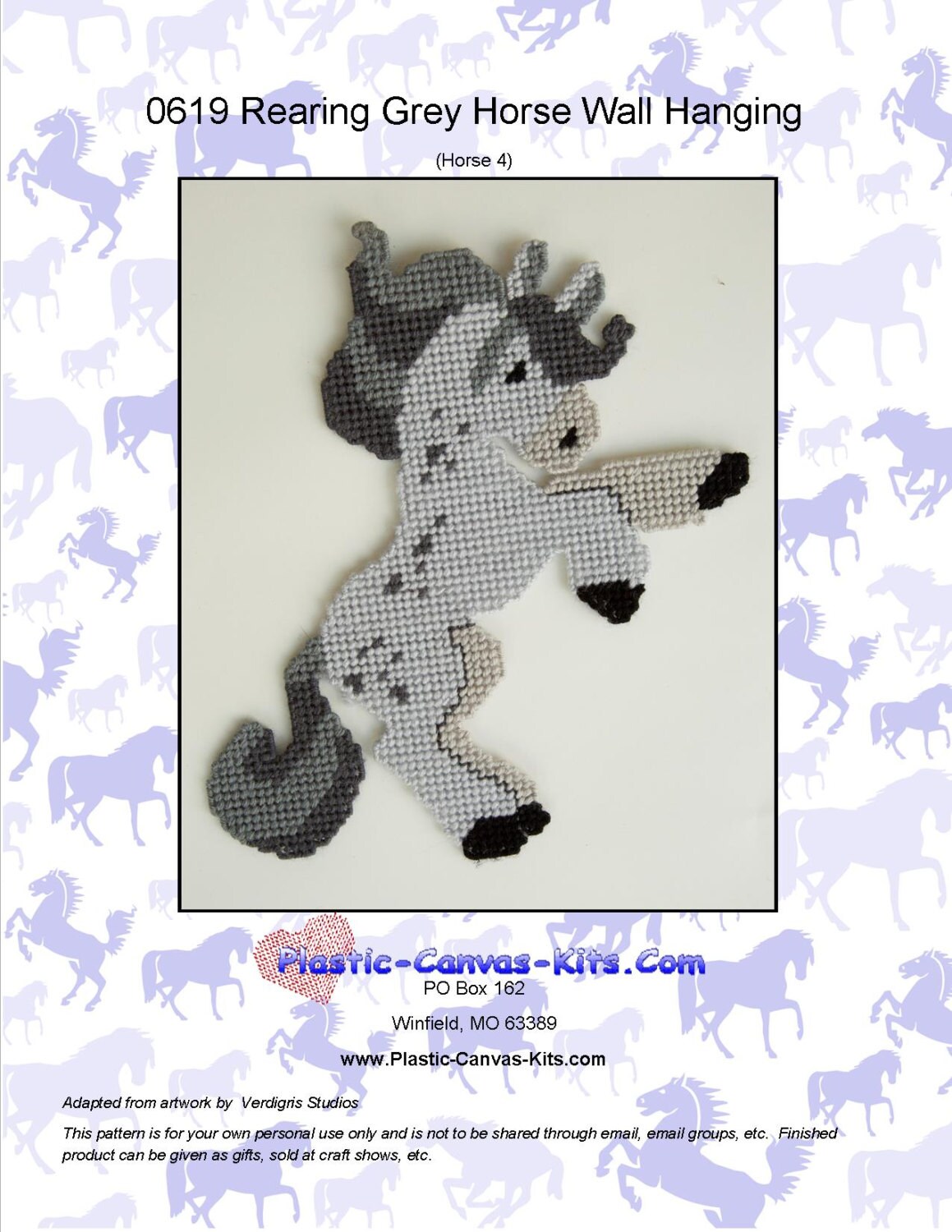 Rearing Grey Horse Wall Hanging-plastic Canvas Pattern-pdf Download - Etsy