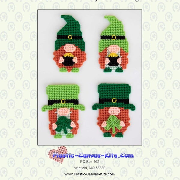 St. Patrick's Day Gnome Magnet Set-Plastic Canvas Pattern-PDF Download